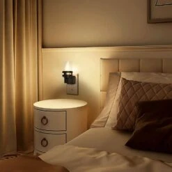 Candle Night Light Plug In [4-Pack] With Dusk To Dawn Sensor, 3000K Warm White LED For Kids, Hallway, Bathroom, Bedroom -Lamp Parts yansun night lights ha gy10302us 4ap3 76 1000