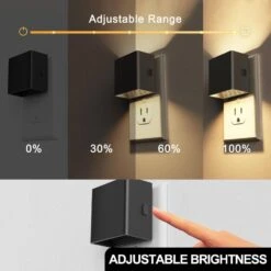 1-Light Modern Night Light With 3000K Adjustable Brightness Plug-In Dusk To Dawn Sensor For Bathroom, Hallway (6-Pack) -Lamp Parts yansun night lights ha gy10602us 6ap3 4f 1000