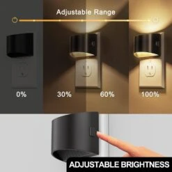 Plug-in Night Light W/ Dusk-to-Dawn Sensor, 3000K Soft White, Adjustable Brightness For Bedroom, Hallway, Kids (2-Pack) -Lamp Parts yansun night lights ha gy10702us 2ap3 4f 1000