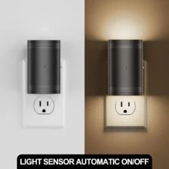 1-Light Black Dimmable Plug-In Night Lights With Dusk To Dawn Sensor, 3000K Warm White Glow(4-Pack) -Lamp Parts yansun night lights ha gy10802us 4ap3 1f 1000
