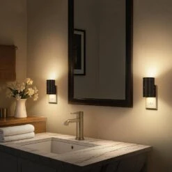 1-Light Black Dimmable Plug-In Night Lights With Dusk To Dawn Sensor, 3000K Warm White Glow(4-Pack) -Lamp Parts yansun night lights ha gy10802us 4ap3 76 1000