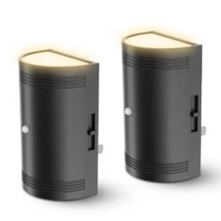 1-Light Motion Sensor Plug-In Night Lights Dusk To Dawn Dimmable 3000K Soft White For Bathroom & Hallway(2-Pack)