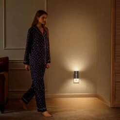 1-Light Motion Sensor Plug-In Night Lights Dusk To Dawn Dimmable 3000K Soft White For Bathroom & Hallway(4-Pack) -Lamp Parts yansun night lights ha gy10902us 4ap3 76 1000