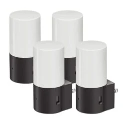 1-Light Modern Plug-In Night Lights Dimmable 3000K With Dusk To Dawn Sensor, 0-100LM Soft Glow(4-Pack)