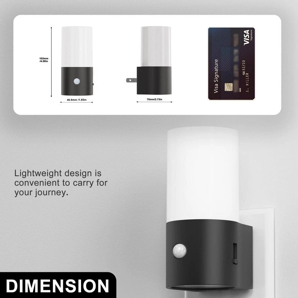 LED Motion Sensor Night Light Plug In 2-Pack, 100LM Dimmable, 3000K Soft White, Auto On/Off For Hallway, Bedroom 5 LED Motion Sensor Night Light Plug In 2-Pack, 100LM Dimmable, 3000K Soft White, Auto On/Off For Hallway, Bedroom - Image 3