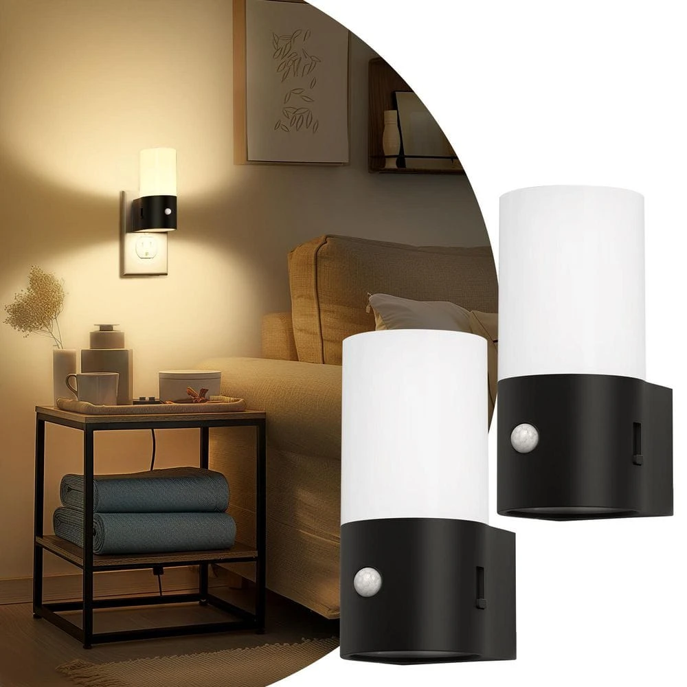 LED Motion Sensor Night Light Plug In 2-Pack, 100LM Dimmable, 3000K Soft White, Auto On/Off For Hallway, Bedroom 4 LED Motion Sensor Night Light Plug In 2-Pack, 100LM Dimmable, 3000K Soft White, Auto On/Off For Hallway, Bedroom - Image 2