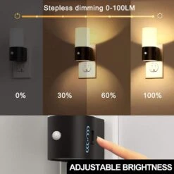 LED Motion Sensor Night Light Plug In [4-Pack], 100LM Dimmable, 3000K Soft White, Auto On/Off For Hallway, Bedroom -Lamp Parts yansun night lights ha gy11102us 4ap3 4f 1000