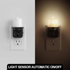 LED Candle Night Light Plug In 2-Pack, Dusk To Dawn Sensor, 3000K Soft White, Dimmable For Hallway, Bathroom, Bedroom 14 LED Candle Night Light Plug In 2-Pack, Dusk To Dawn Sensor, 3000K Soft White, Dimmable For Hallway, Bathroom, Bedroom -Lamp Parts yansun night lights ha gy11402us 2ap3 1f 1000