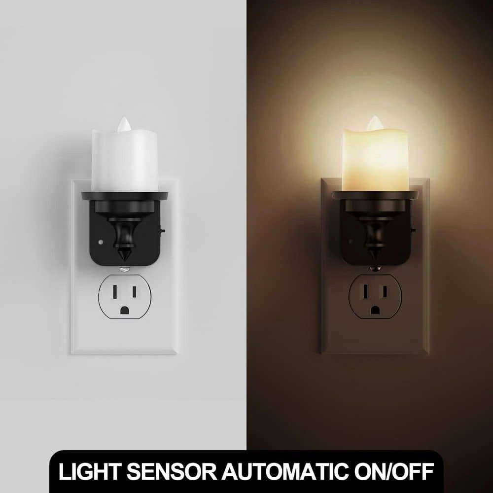 LED Candle Night Light Plug In 2-Pack, Dusk To Dawn Sensor, 3000K Soft White, Dimmable For Hallway, Bathroom, Bedroom 7 LED Candle Night Light Plug In 2-Pack, Dusk To Dawn Sensor, 3000K Soft White, Dimmable For Hallway, Bathroom, Bedroom - Image 5