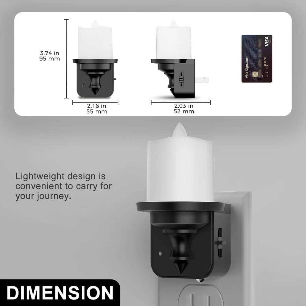 LED Candle Night Light Plug In 2-Pack, Dusk To Dawn Sensor, 3000K Soft White, Dimmable For Hallway, Bathroom, Bedroom 5 LED Candle Night Light Plug In 2-Pack, Dusk To Dawn Sensor, 3000K Soft White, Dimmable For Hallway, Bathroom, Bedroom - Image 3