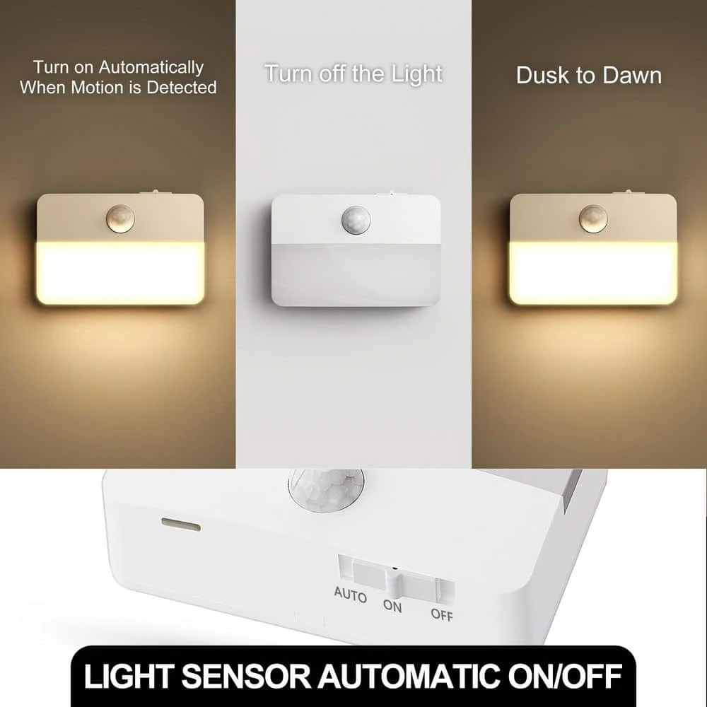 1-Light LED Motion Sensor Night Light, Rechargeable LED Night Light, 35LM Soft White For Stairs, Hallway (2-Pack) 6 1-Light LED Motion Sensor Night Light, Rechargeable LED Night Light, 35LM Soft White For Stairs, Hallway (2-Pack) - Image 4