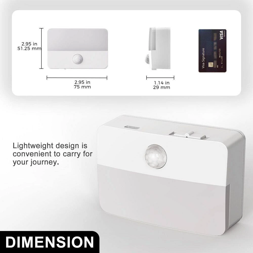 1-Light LED Motion Sensor Night Light, Rechargeable LED Night Light, 35LM Soft White For Stairs, Hallway (2-Pack) 5 1-Light LED Motion Sensor Night Light, Rechargeable LED Night Light, 35LM Soft White For Stairs, Hallway (2-Pack) - Image 3