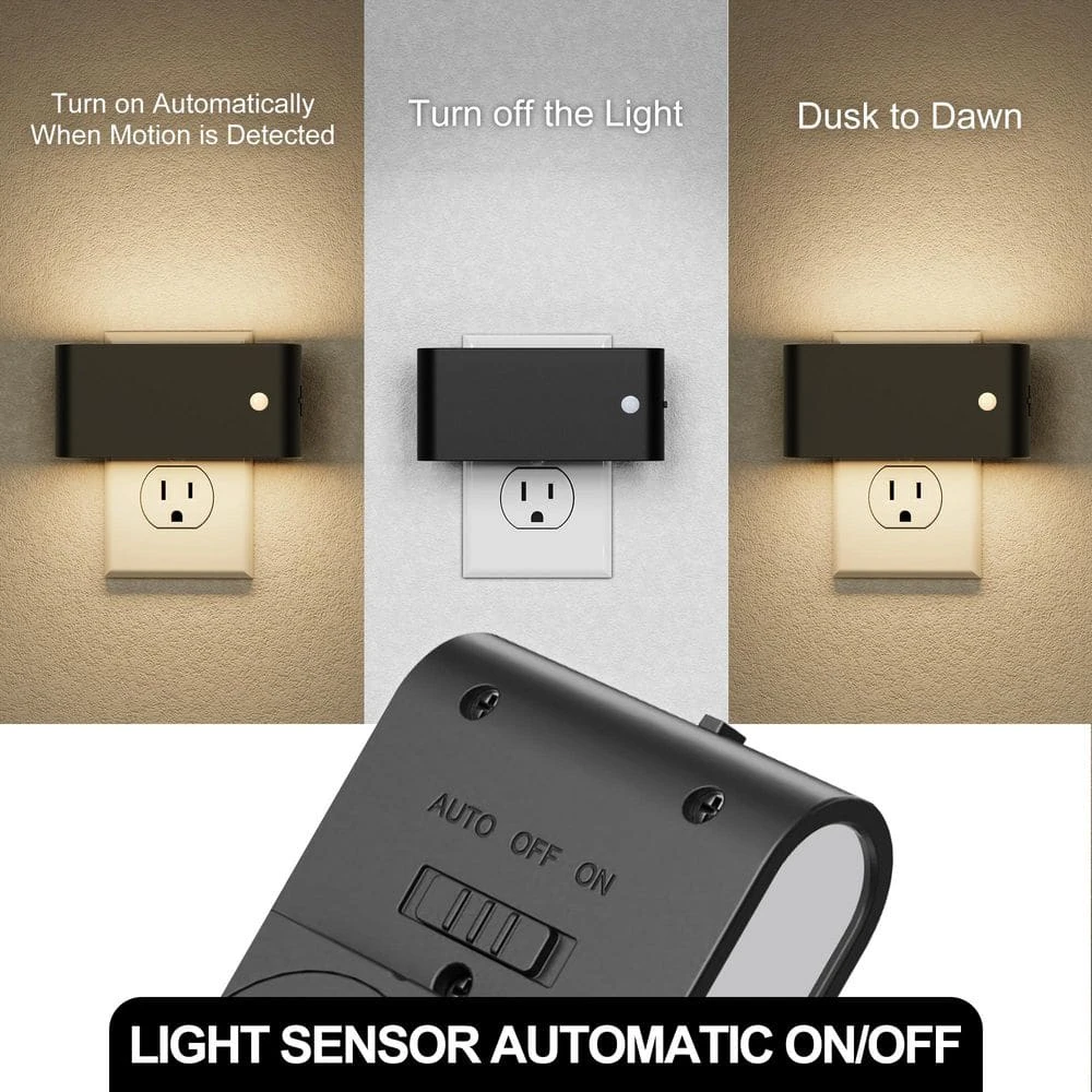 2-Pack Motion Sensor Night Lights Plug Into Wall-Dimmable 3000K Warm White LED With Auto On/Off For Hallway Bedroom 7 2-Pack Motion Sensor Night Lights Plug Into Wall-Dimmable 3000K Warm White LED With Auto On/Off For Hallway Bedroom - Image 5