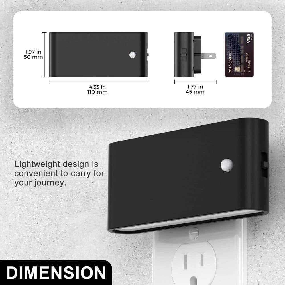 2-Pack Motion Sensor Night Lights Plug Into Wall-Dimmable 3000K Warm White LED With Auto On/Off For Hallway Bedroom 5 2-Pack Motion Sensor Night Lights Plug Into Wall-Dimmable 3000K Warm White LED With Auto On/Off For Hallway Bedroom - Image 3