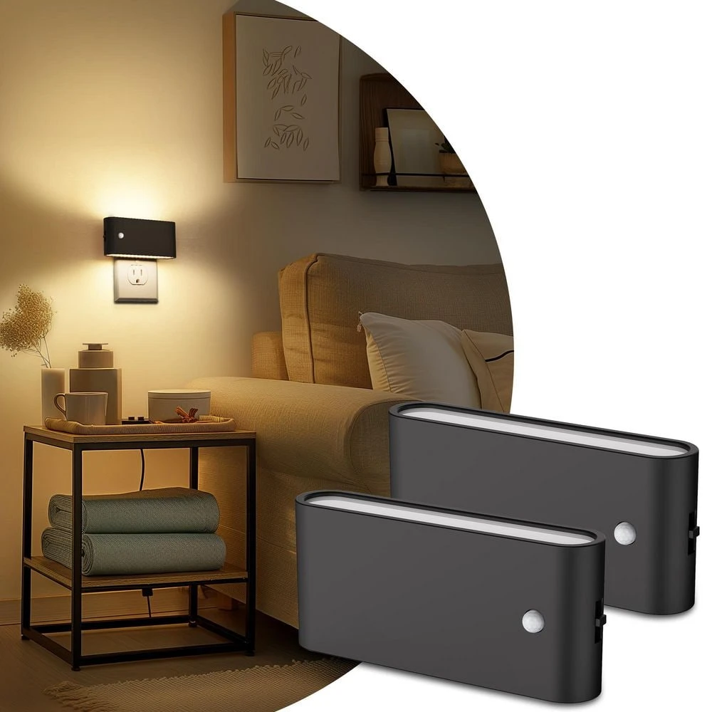 2-Pack Motion Sensor Night Lights Plug Into Wall-Dimmable 3000K Warm White LED With Auto On/Off For Hallway Bedroom 4 2-Pack Motion Sensor Night Lights Plug Into Wall-Dimmable 3000K Warm White LED With Auto On/Off For Hallway Bedroom - Image 2