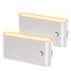 2-Pack White Motion Sensor LED Night Lights Plug Into Wall-0-100LM Dimmable, 3000K Warm White For Bedroom And Hallway