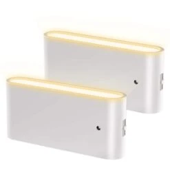 1-Light White Dimmable LED Night Light Plug In With Dusk-to-Dawn Sensor, Soft White 3000K For Bedroom, Hallway 2 Pack