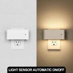 1-Light White Dimmable LED Night Light Plug In With Dusk-to-Dawn Sensor, Soft White 3000K For Bedroom, Hallway[4 Pack] -Lamp Parts yansun night lights ha gy11802whus 4ap3 1f 1000