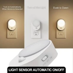 LED Motion Sensor Night Light [2-Pack], Dusk To Dawn & Motion Activated, Dimmable 30/60LM For Bathroom, Hallway, Kitchen -Lamp Parts yansun night lights ha gy12302us 2ap3 1f 1000