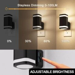 1-Light Dimmable Plug-In Night Light 0-100LM Soft White With Dusk To Dawn Sensor For Bedroom Hallway(2-Pack) -Lamp Parts yansun night lights ha gy13102us 2ap3 1f 1000