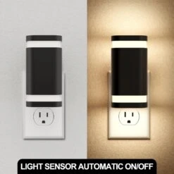 1-Light Dimmable Plug-In Night Light 0-100LM Soft White With Dusk To Dawn Sensor For Bedroom Hallway(2-Pack) -Lamp Parts yansun night lights ha gy13102us 2ap3 4f 1000