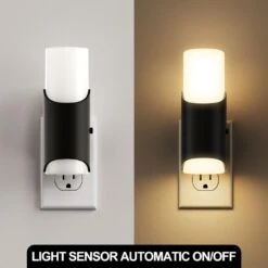 1-Light Modern Plug-In Night Lights 0-100LM Dimmable With Dusk To Dawn Sensor, 3000K Soft White Glow(2-Pack) -Lamp Parts yansun night lights ha gy13402us 2ap3 1f 1000