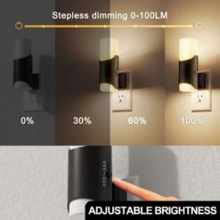 1-Light Modern Plug-In Night Lights 0-100LM Dimmable With Dusk To Dawn Sensor, 3000K Soft White Glow(2-Pack) -Lamp Parts yansun night lights ha gy13402us 2ap3 4f 1000