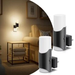 1-Light Modern Plug-In Night Lights 0-100LM Dimmable With Dusk To Dawn Sensor, 3000K Soft White Glow(2-Pack)
