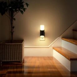 1-Light Modern Plug-In Night Lights 0-100LM Dimmable With Dusk To Dawn Sensor, 3000K Soft White Glow(2-Pack) -Lamp Parts yansun night lights ha gy13402us 2ap3 76 1000