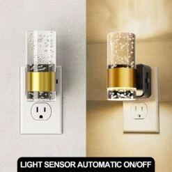 1-Light Black Gold Acrylic Dimmable Bubble LED Night Lights Plug Into Wall Auto Sensor For Hallway Bathroom(6-Pack) -Lamp Parts yansun night lights ha gy19702us 6ap3 1f 1000