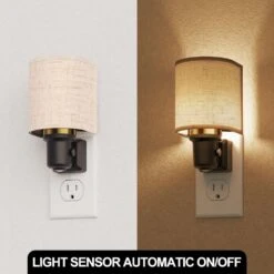 Fabric Design LED Night Lights Plug Into Wall – 0–100LM Dimmable With Light Sensor, Warm White 3000K Glow(4-Pack) -Lamp Parts yansun night lights ha gy22004mbus 4ap3 1f 1000