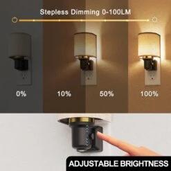 Fabric Design LED Night Lights Plug Into Wall – 0–100LM Dimmable With Light Sensor, Warm White 3000K Glow(4-Pack) -Lamp Parts yansun night lights ha gy22004mbus 4ap3 4f 1000