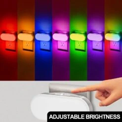 RGB LED Night Light Plug-in, 0. 7W Color Changing Light For Kids Room, Hallway, Bathroom, 2-Pack -Lamp Parts yansun night lights ha nl007rgbdg 2ap3 4f 1000